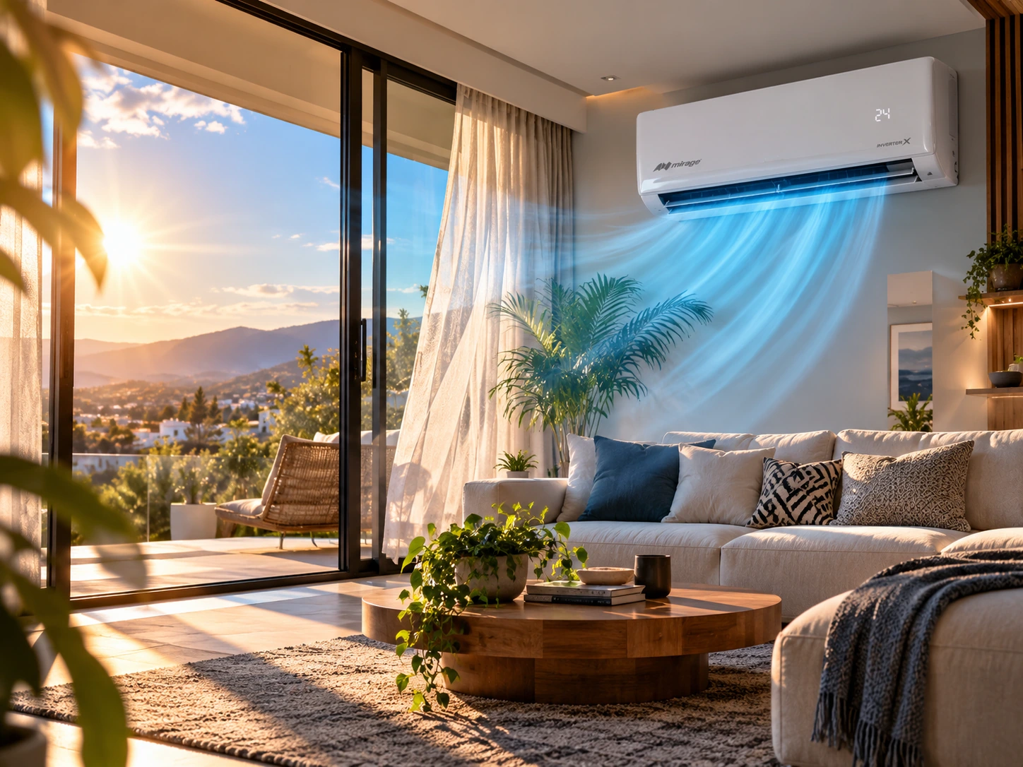 Interior contemporáneo climatizado con aire acondicionado